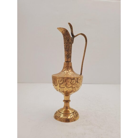 Indian Brass Ewer Vase... Long Tall Ornament... Serpent Handle... Ornate - Picture 4 of 10